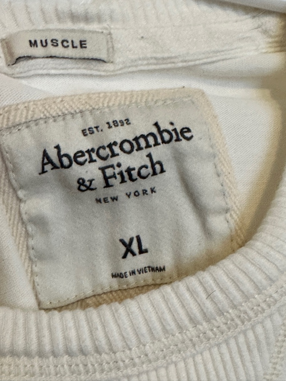 Abercrombie & Fitch Mens Cream Muscle Long Sleeve Shirt XL Preowned